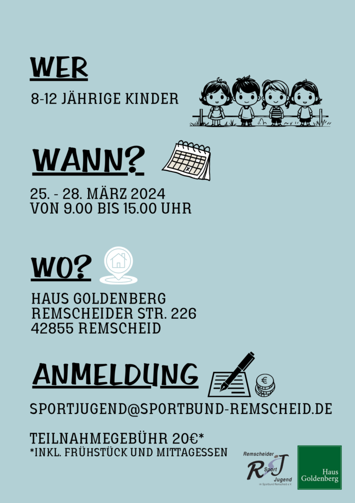 Osterferienaktion vom Sportbund Remscheid, Haus Goldenberg und Gesundheitspartner AOK. Flyer: Remscheider Sportjugend